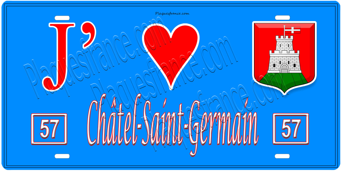 Plaque métal décorative J' ❤️Châtel-Saint-Germain, Moselle (57)
