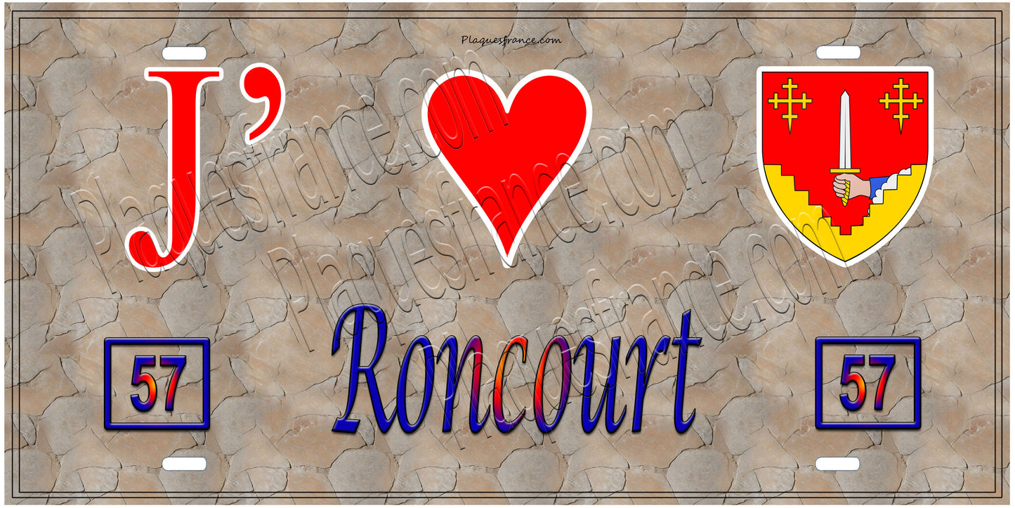 Plaque métal décorative 15 x 30 cm fond mur antique 57 J' ❤️Roncourt, canton Rombas 57