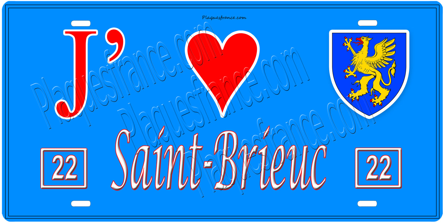 Plaque métal décorative, J' ❤️Saint Brieuc, Côtes-d’Armor (22)