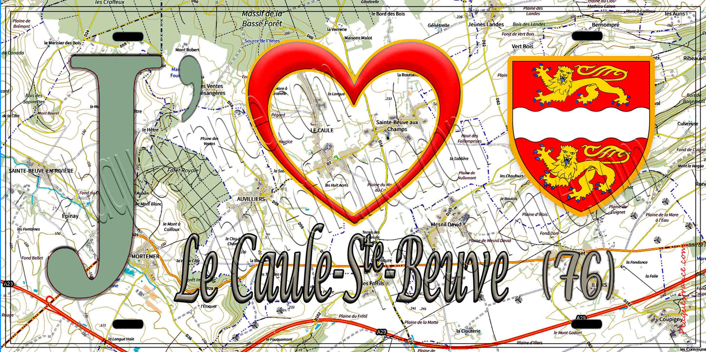 Plaque métal décorative 15X30 J' ❤️ Le Caule-Sainte-Beuve, Seine Maritime (76) géo