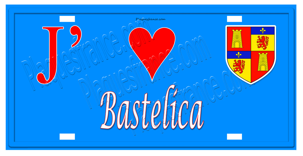 Plaque métal décorative 15 x 30 cm J'❤️ Bastelica Corse - Plaquesfrance.com