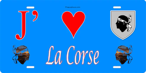Lot de 10 plaques J'❤️ la Corse fond bleu
