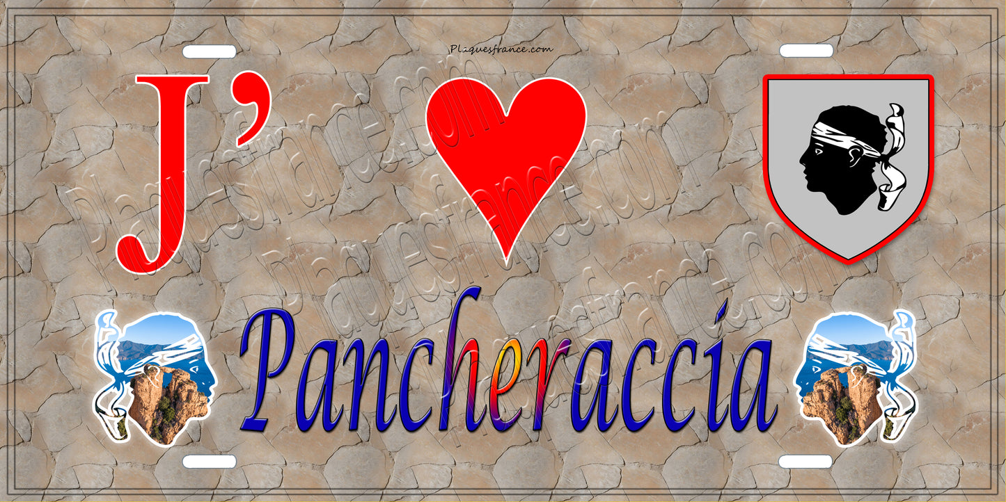 Plaque métal décorative 15 x 30 cm mur antique J' ❤️ Pancheraccia Canton de Ghisonaccia Haute-Corse