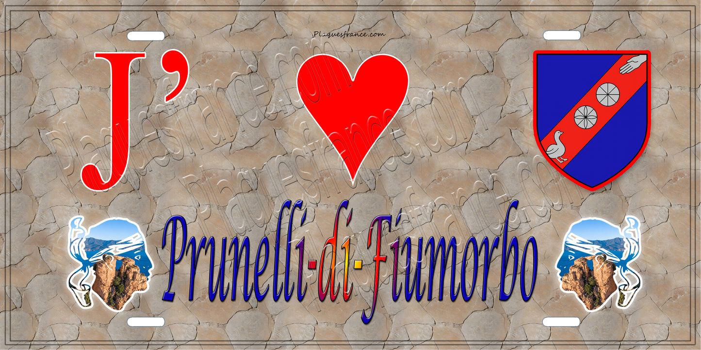 Plaque métal décorative 15 x 30 cm mur antique J' ❤️ Prunelli-di-Fiumorbo Canton de Fiumorbo-Castello Haute-Corse