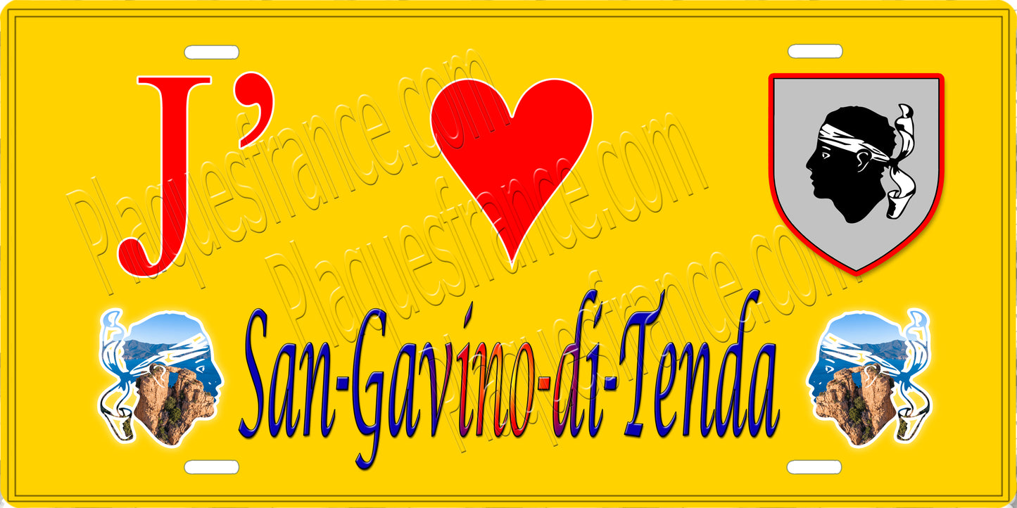 Plaque métal décorative 15 x 30 cm jaune J' ❤️ San Gavino di Tenda Canton de Biguglia-Nebbio Haute-Corse