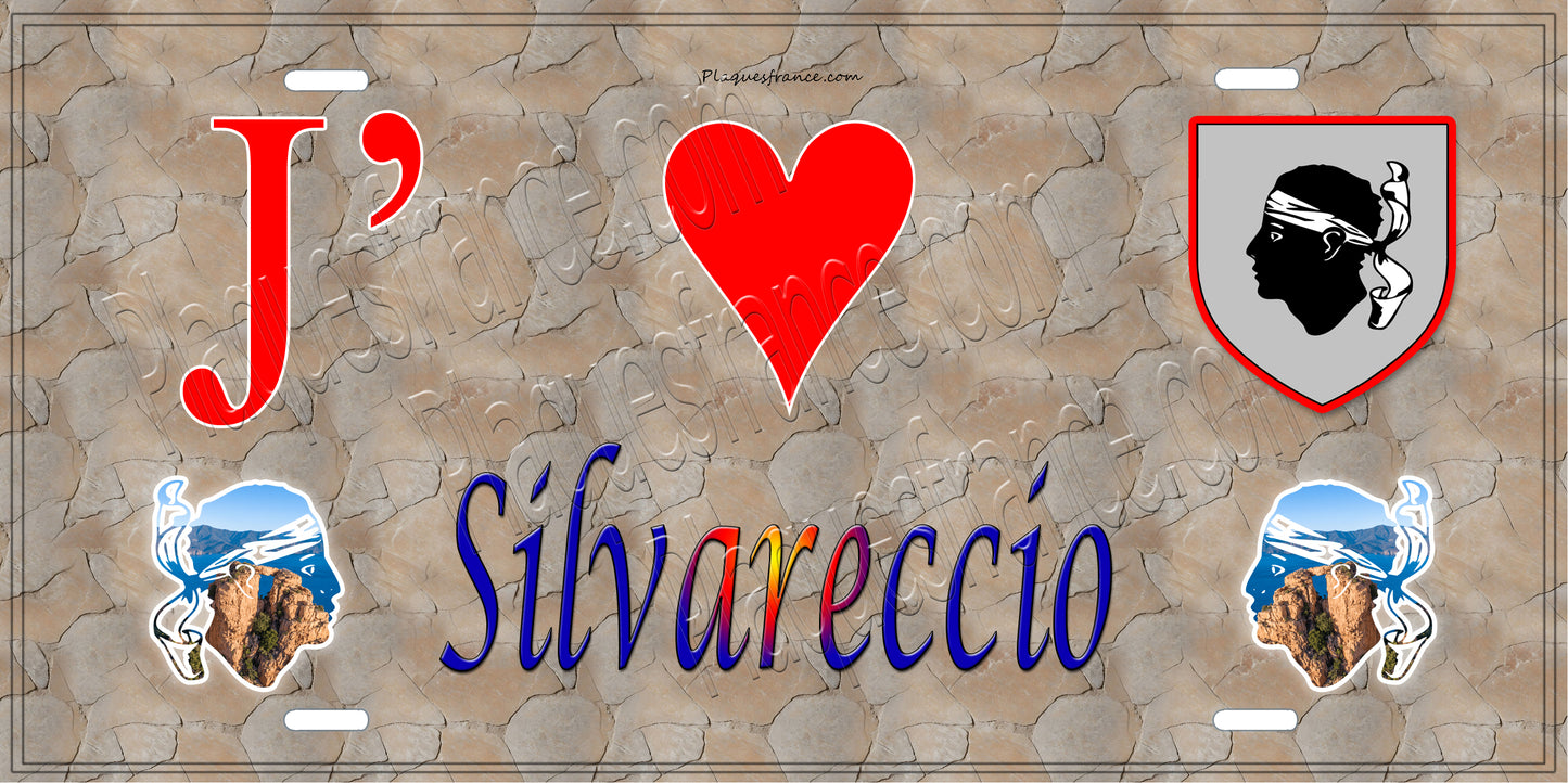 Plaque métal décorative 15 x 30 cm mur antique J' ❤️ Silvareccio Canton de Casinca-Fumalto Haute-Corse