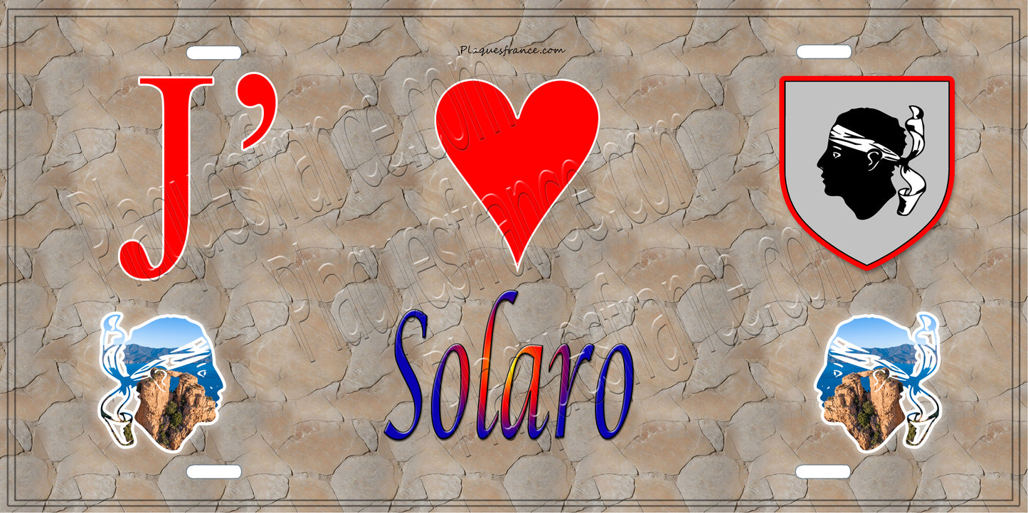 Plaque métal décorative 15 x 30 cm mur antique J' ❤️ Solaro Canton de Fiumorbo-Castello Haute-Corse