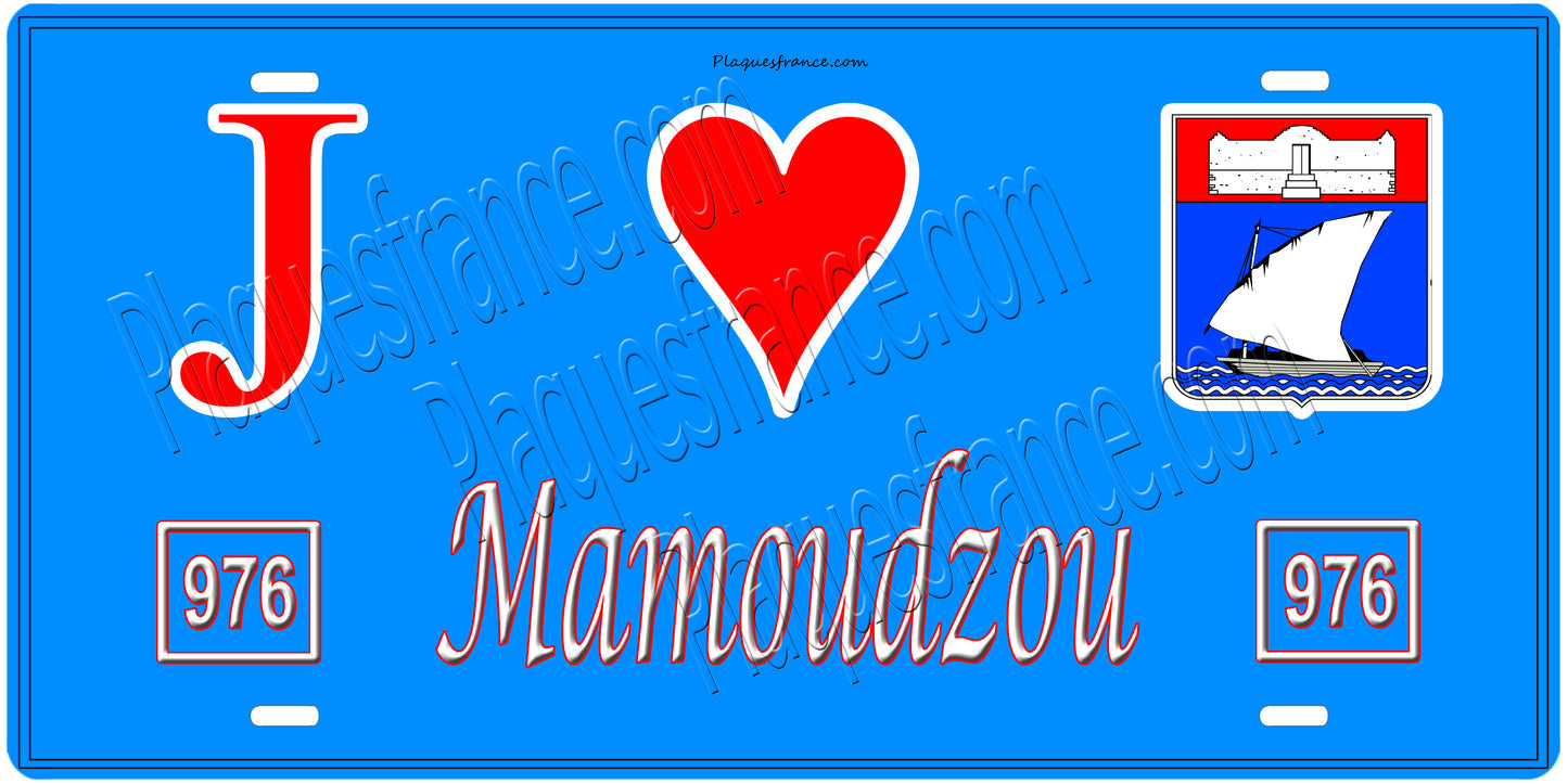 Plaque métal décorative, J' ❤️Mamoudzou, Mayotte (976), Outre Mer