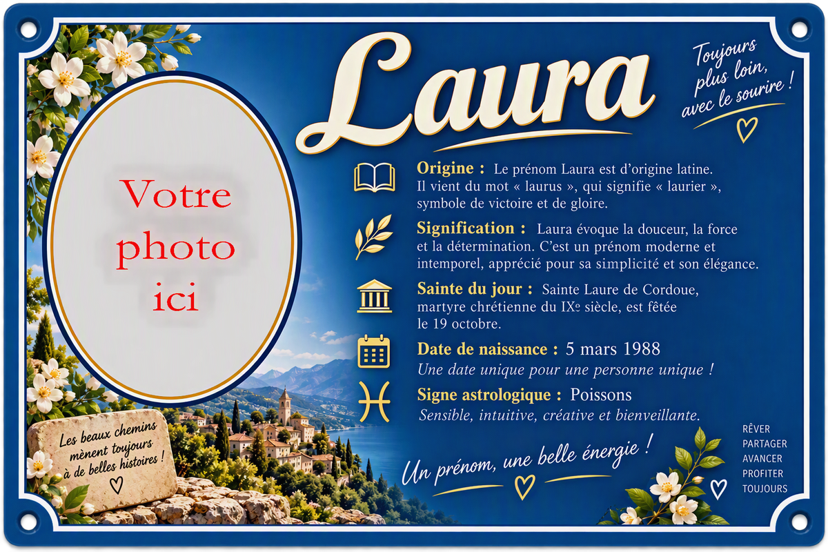 Plaque métal décorative, Laura