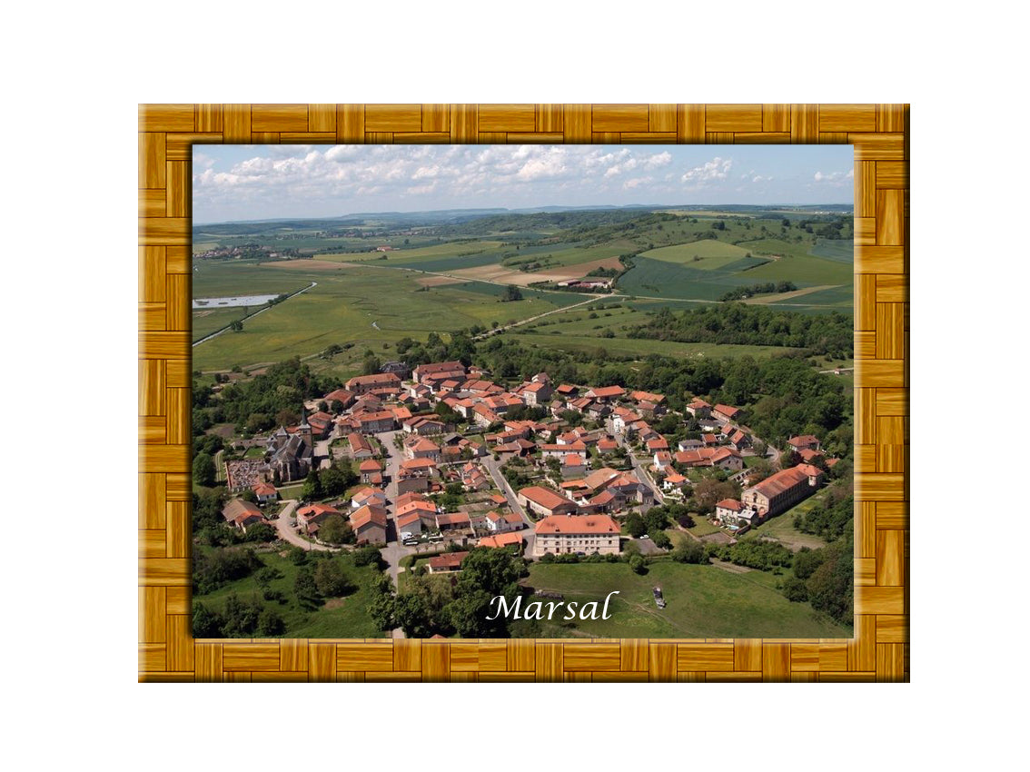 Plaque métal décorative 20 x 30 cm Vue aérienne de Marsal Moselle 57