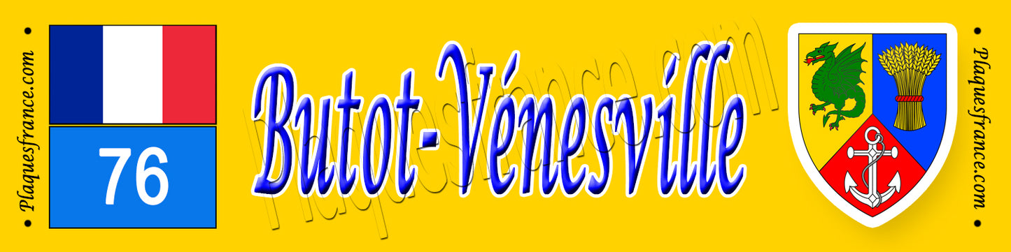 Butot-Vénesville, Seine Maritime (76) – Plaque héraldique 10x40 de collection