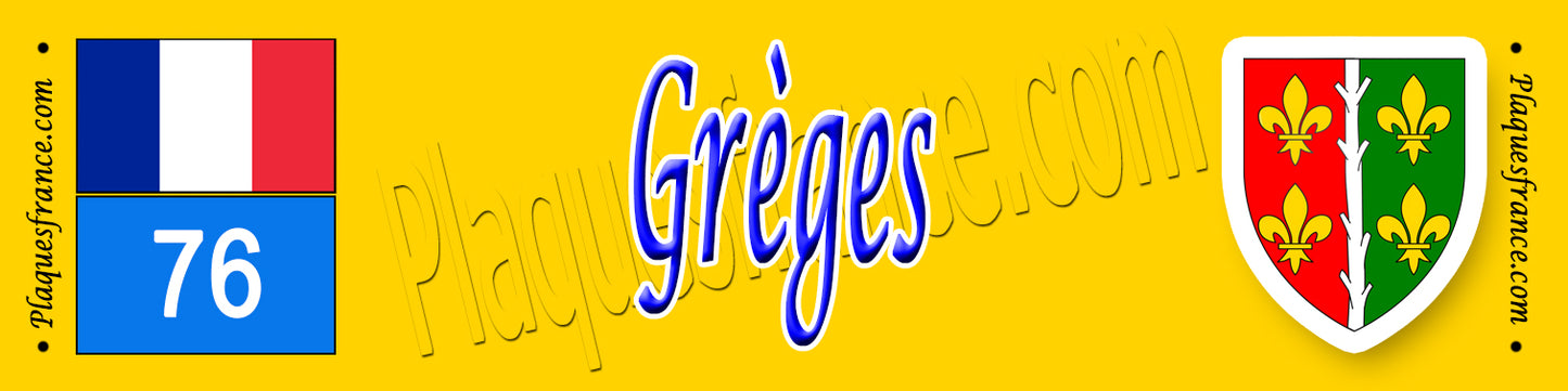 Grèges (76) – Plaque héraldique 10x40 de collection