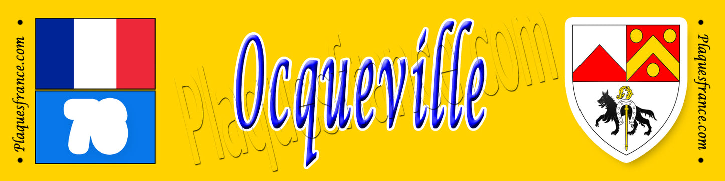 Ocqueville, Seine Maritime (76) – Plaque héraldique 10x40 de collection