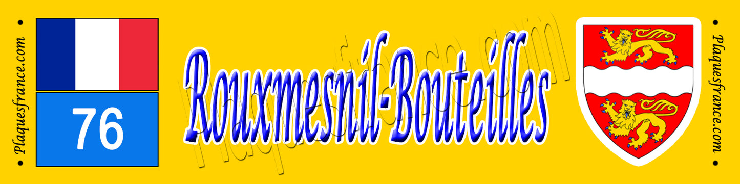 Rouxmesnil-Bouteilles (76) – Plaque héraldique 10x40 de collection