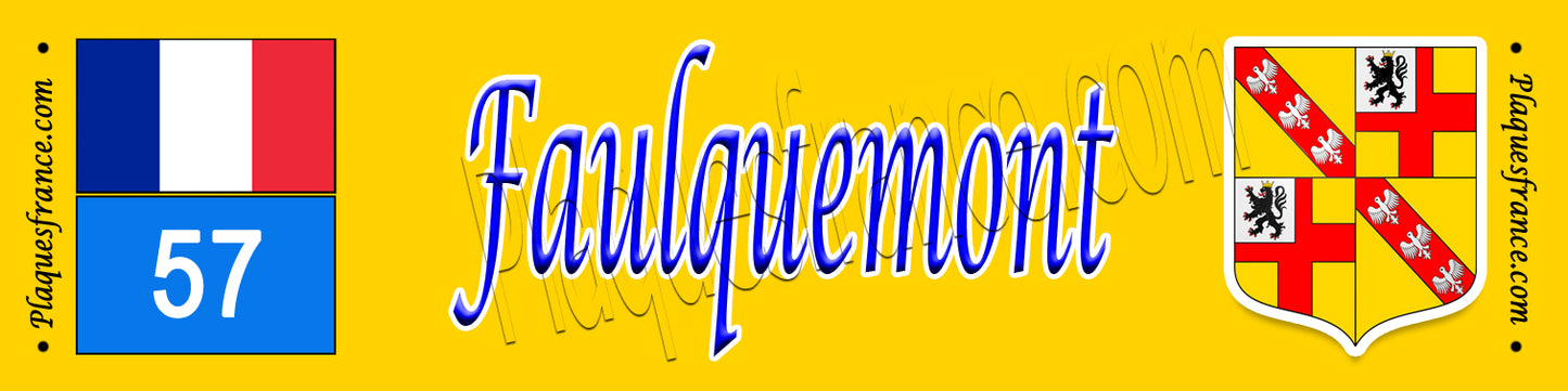 Plaque métal décorative 10x40 cm jaune Faulquemont, 57