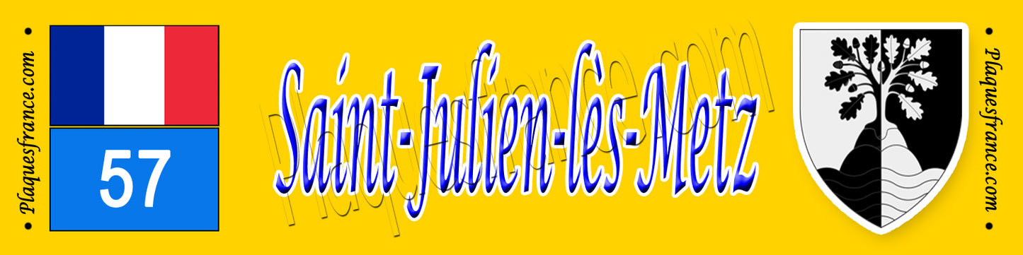 Plaque métal décorative 10x40 cm jaune Saint Julien les Metz 57