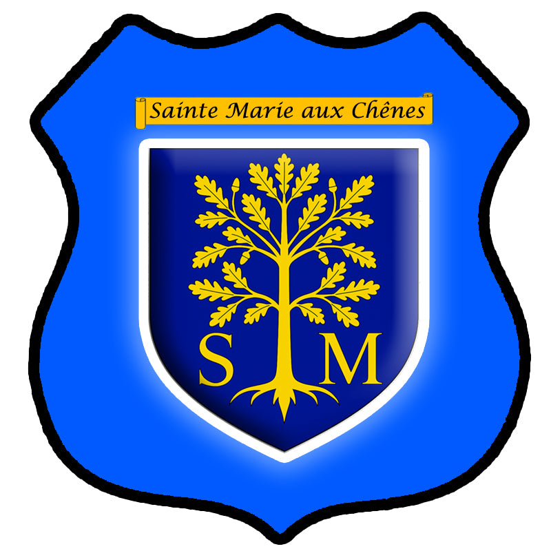 Plaque écusson blason Sainte Marie aux Chênes – fond bleu