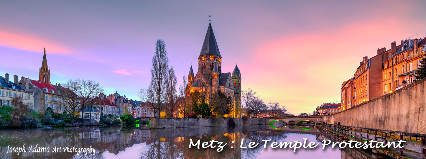 Plaque métal décorative 30 x 40 cm Le Temple protestant Metz, Moselle 57