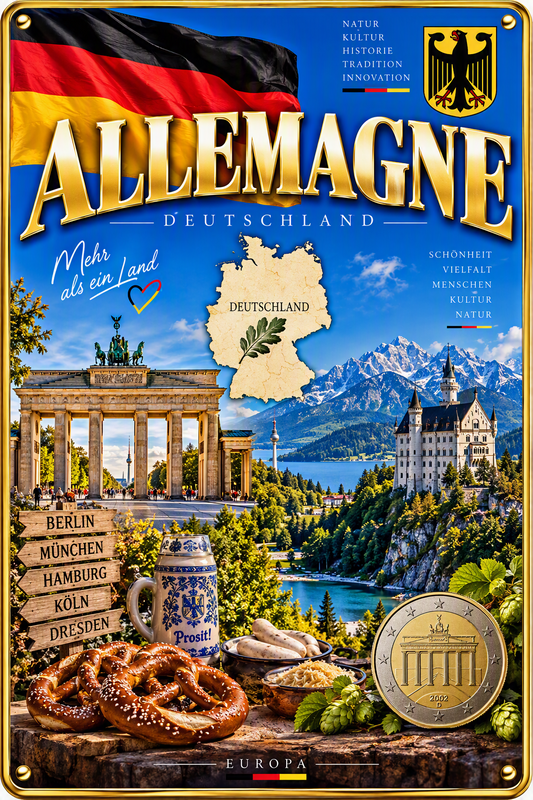 Plaque métal décorative 20 cm x 30 cm J' ❤️l' Allemagne