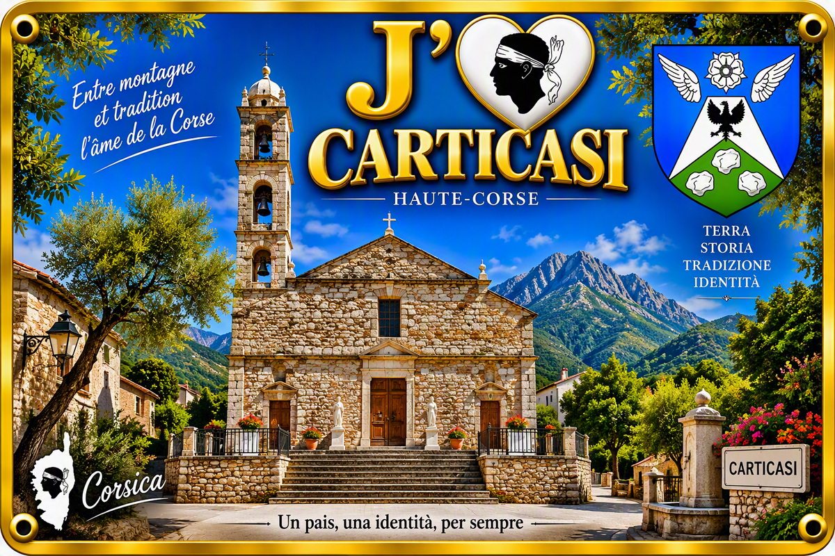 Plaque métal décorative 20 x 30 cm  J' ❤️ Carticasi  Haute-Corse