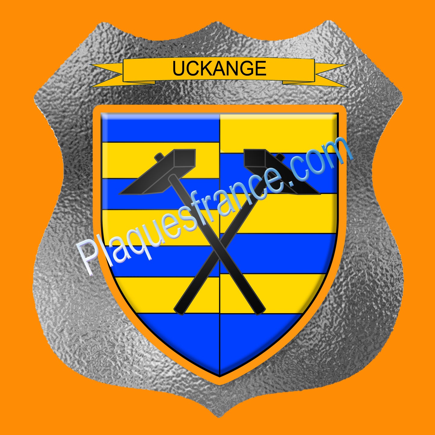 Plaque métal décorative format écusson Ø 30cm fond plaques métal+verre Uckange, Moselle 57