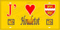 Plaque métal décorative 15X30 J' ❤️ Houdetot, Seine Maritime (76) jaune