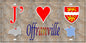 Plaque métal décorative 15x30 J' ❤️ Offranville, Seine Maritime (76) antque carte