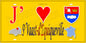 Plaque métal décorative  J' ❤️ Saint-Vaast-d'Equiqueville, Seine Maritime (76) jaune carte
