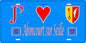 Plaque métal décorative 15 x 30 cm fond bleu 57 J' ❤️ Aboncourt sur Seille, canton du Saulnois Moselle 57