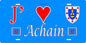 Plaque métal décorative 15 x 30 cm fond bleu 57 J' ❤️ Achain, canton du Saulnois Moselle 57