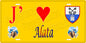 Plaque métal décorative 15 x 30 cm fond mur jaune J' ❤️ Alata canton Ajaccio  Corse du Sud - Plaquesfrance.com