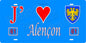 Plaque métal décorative 15 x 30 cm fond bleu 61 J' ❤️ Alençon, Orne 61