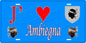 Plaque métal décorative 15 x 30 cm fond  bleu J' ❤️ Ambiegna Canton de Sevi-Sorru-Cinarca Corse du Sud