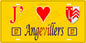 Plaque métal décorative 15 x 30 cm fond jaune J' ❤️ Angevillers Canton de Algrange  Moselle 57