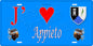 Plaque métal décorative 15 x 30 cm bleu J' ❤️ Appieto canton du Gravona-Prunelli  Corse du Sud