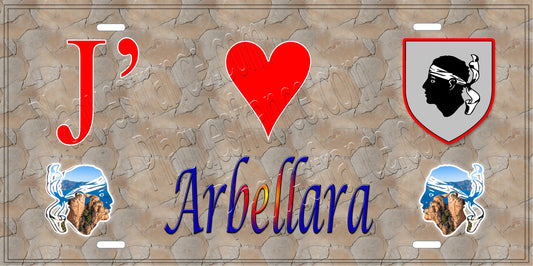 Plaque métal décorative 15 x 30 cm fond mur antique J' ❤️ Arbelara canton du Sartenais-Valinco  Corse du Sud