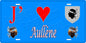 Plaque métal décorative 15 x 30 cm fond bleu J' ❤️ Aullène canton du Sartenais-Valinco  Co