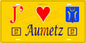 Plaque métal décorative 15 x 30 cm fond jaune J' ❤️ Aumetz Canton de Algrange Moselle 57