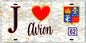 Plaque métal décorative  J' ❤️ Avion, Pas de Calais (62)