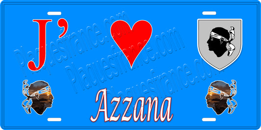 décorative 15 x 30 cm bleu J' ❤️ Azzana Canton de Sevi-Sorru-Cinarca Corse du Sud