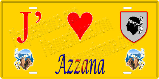 décorative 15 x 30 cm jaune J' ❤️ Azzana Canton de Sevi-Sorru-Cinarca Corse du Sud