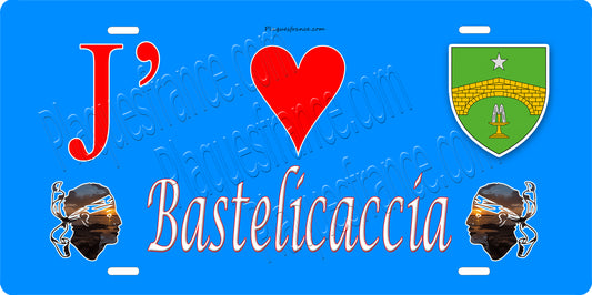 Plaque métal décorative 15 x 30 cm bleu J' ❤️ Bastelicaccia canton d' Ajaccio  Corse du Sud