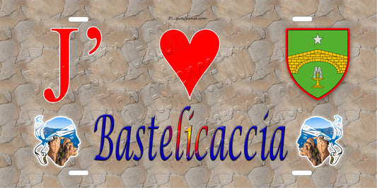 Plaque métal décorative 15 x 30 cm mur antique J' ❤️ Bastelicaccia canton d' Ajaccio  Corse du Sud