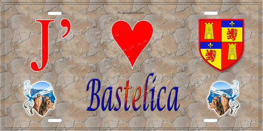 Plaque métal décorative 15 x 30 cm mur antique J' ❤️ Bastelica canton du Gravona-Prunelli  Corse du Sud