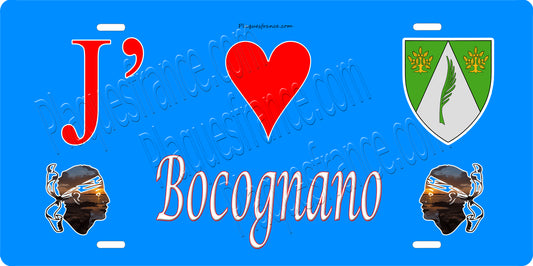 Plaque métal décorative 15 x 30 cm bleu J' ❤️ Bocognano canton du Gravona-Prunelli  Corse du Sud