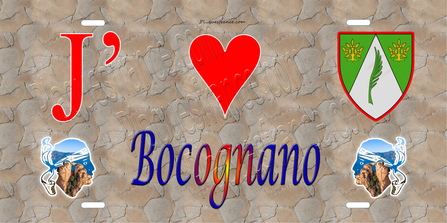 Plaque métal décorative 15 x 30 cm mur antique J' ❤️ Bocognano canton du Gravona-Prunelli  Corse du Sud
