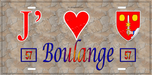 Plaque métal décorative 15 x 30 cm mur antique J' ❤️ Boulange Canton de Algrange Moselle 57