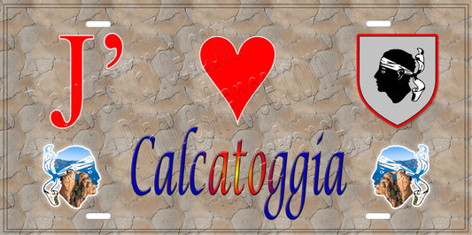 Plaque métal décorative 15 x 30 cm mur antique J' ❤️ Calcatoggio Canton de Sevi-Sorru-Cinarca Corse du Sud