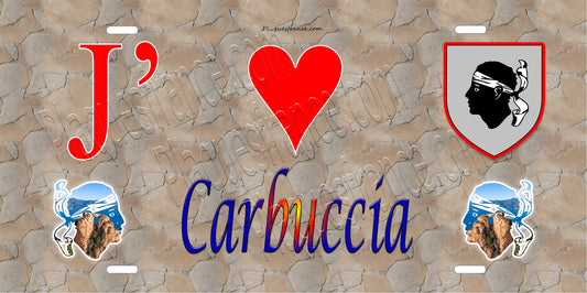 Plaque métal décorative 15 x 30 cm mur antique J' ❤️ Carbuccia canton du Gravona-Prunelli  Corse du Sud