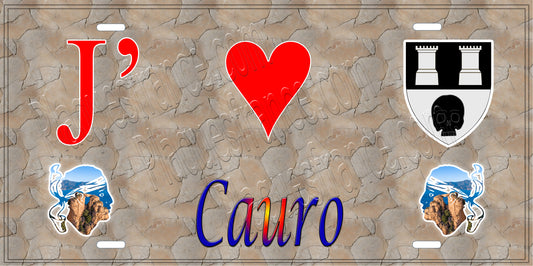 Plaque métal décorative 15 x 30 cm mur antique J' ❤️ Cauro  canton de Taravo-Ornano Corse du Sud